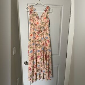Calvin Klein Floral V-Neck Sleeveless Dress with slip